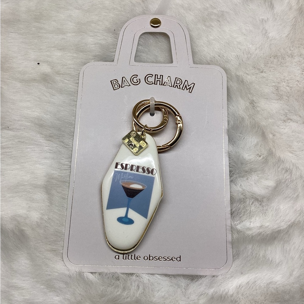 Gold and White ￼Bag Charm espresso, keychains
